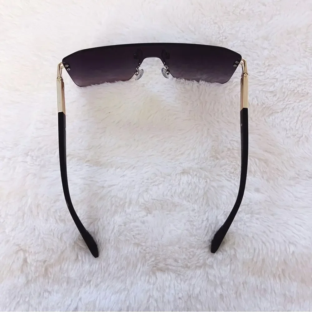 Sadie Black Oversized Rimless Flat-Top Sunglasses